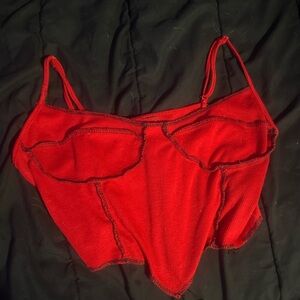 Red Knit Crop Top